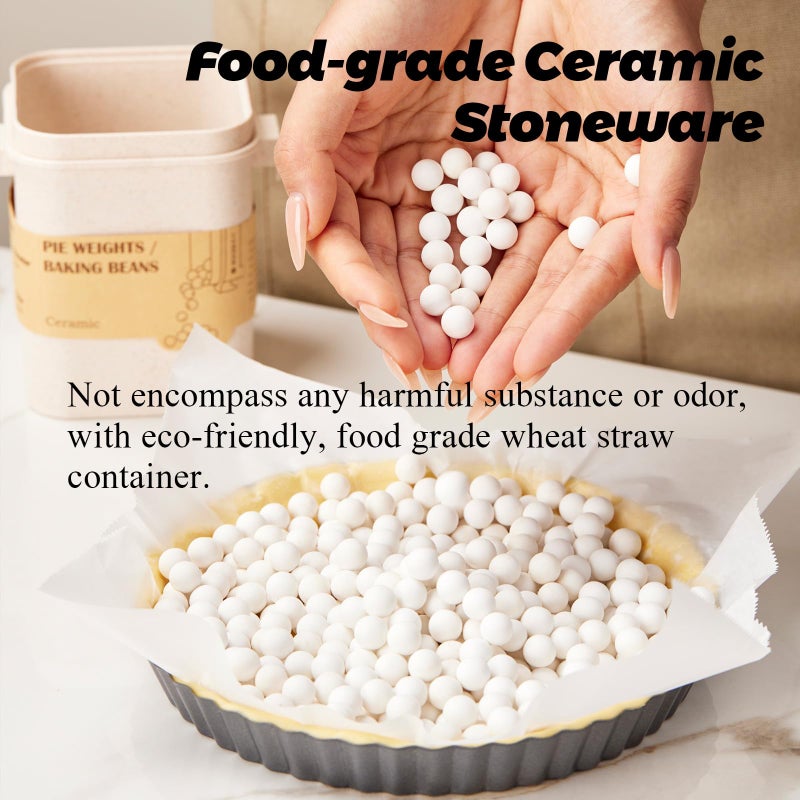 ROCKSHEAT K Ceramic Pie Weights, Baking Beads Pie Crust Weights, Natural baking beans with Wheat Straw Container (2.2Lb | 1000g) - Image 2